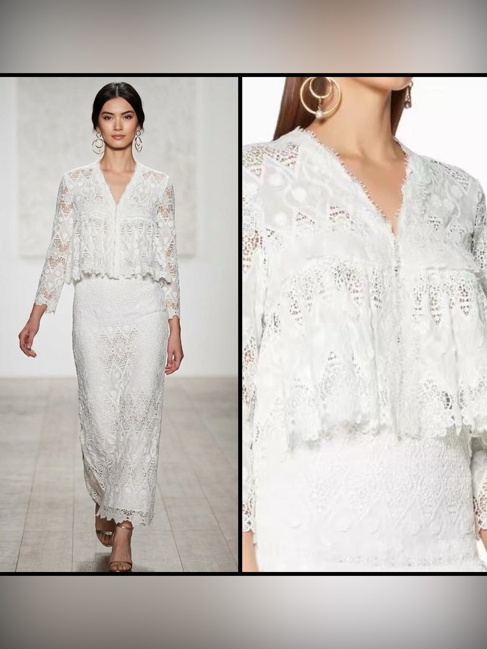 Alexis  Betrice Guipure Lace Cropped Romantic Blouse Jacket in White Cream XS
